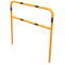 Protective bar made of steel tubing |  48 x 2.5 mm | with crossbar | total width: 1500 mm | total height: 1400 mm | hot-dip galvanized and yellow coatedwith black warning stripes